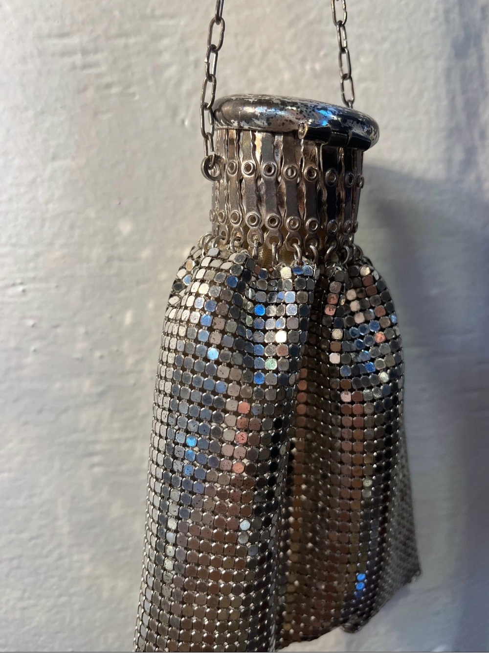 Whiting & Davis Silver Mesh Evening Wristlet Beggars Bag